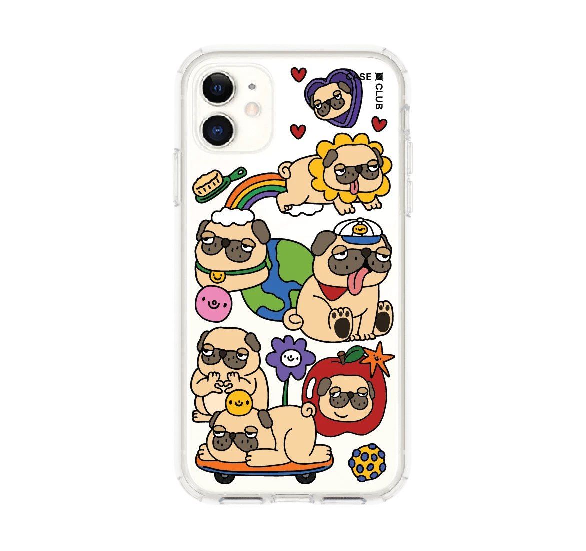 iphone 11 clear case pug around the world